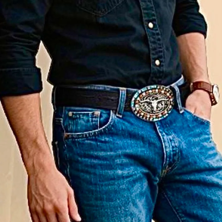 South-Western Style Tooled Belt Nocona Style Buckle — photo 7