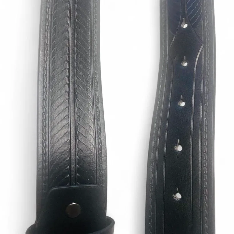 Western Belt Black Embossed Silver-Tone longhorn buckle — photo 3