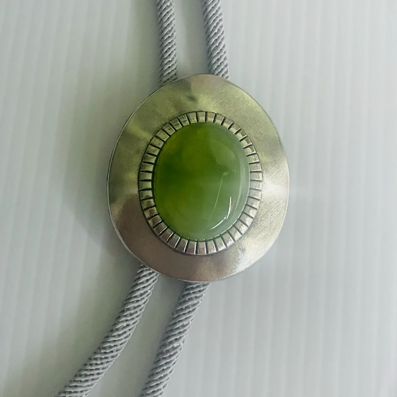 Western Bolo Tie Green Onyx Silver-Tone Setting – photo 2