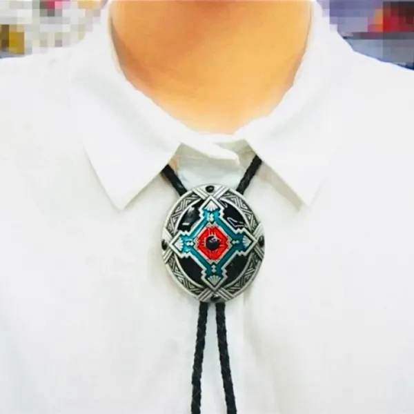 Vintage-Style Southwest "Wedding" Bolo Tie Native American Inspired