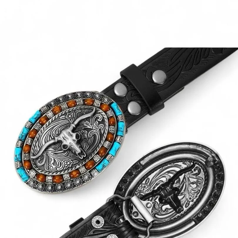 South-Western Style Tooled Belt Nocona Style Buckle — photo 6