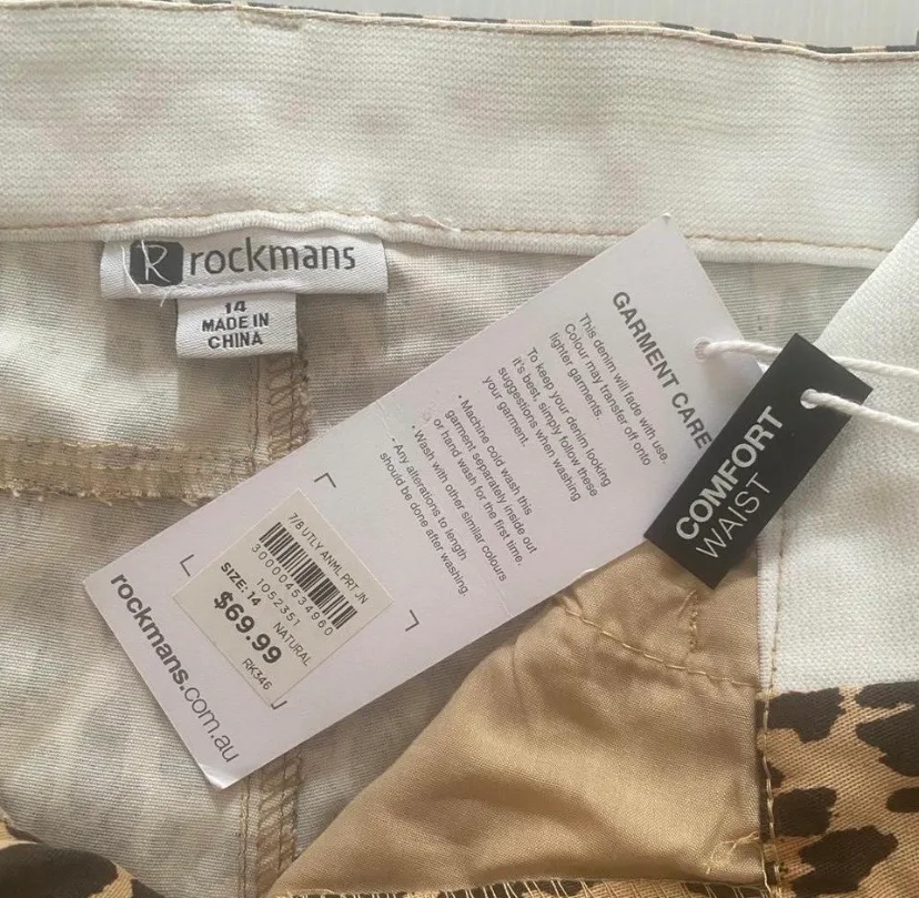 Rockmans Jeans Leopard Print Size 14 NWT – photo 4
