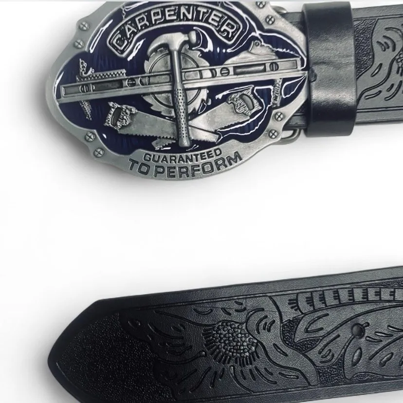 Custom Leather Belt & Carpenter Buckle — photo 5