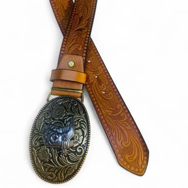 Western Style Belt, Scrollwork Buckle and Sheridan Tooled Strap