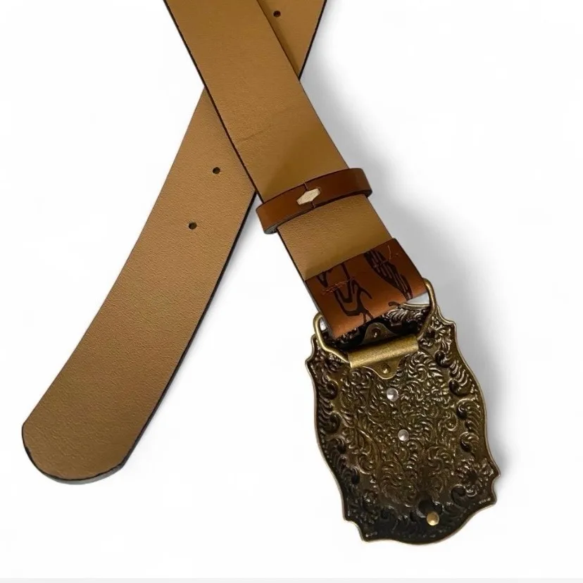 Western Style Embossed Belt Bronze-Tone Horse Buckle — photo 7
