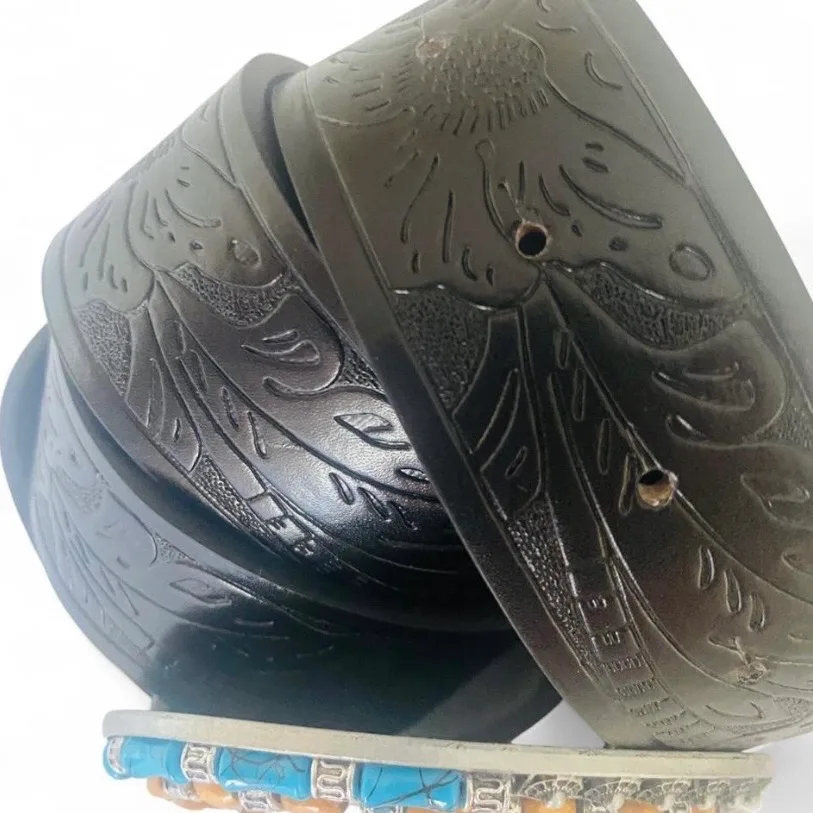 South-Western Style Tooled Belt Nocona Style Buckle — photo 4