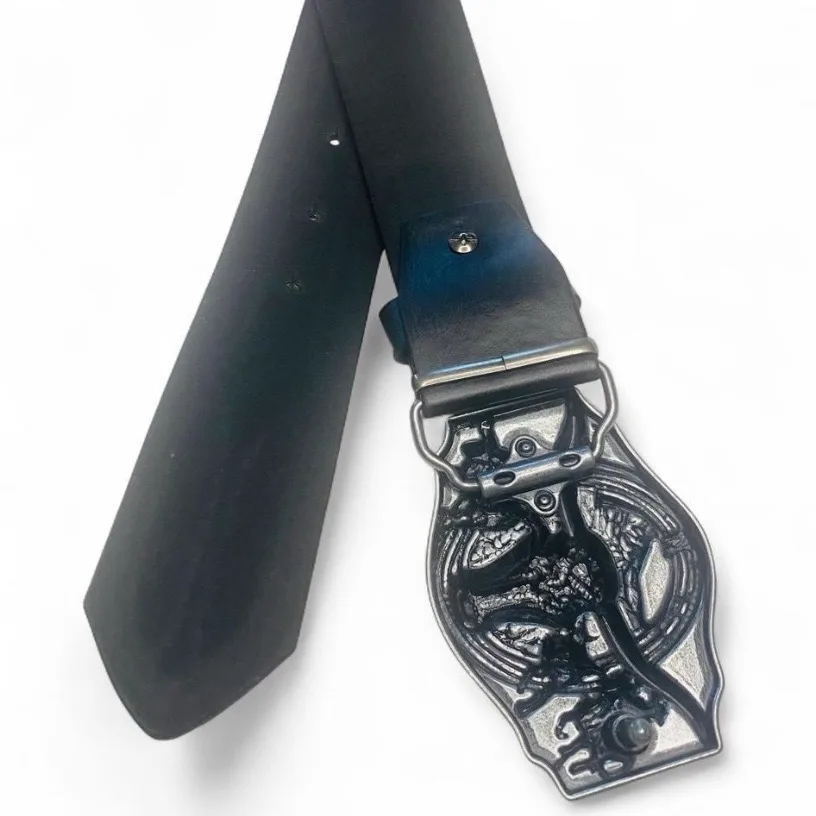 Western Belt Black Embossed Silver-Tone longhorn buckle — photo 2