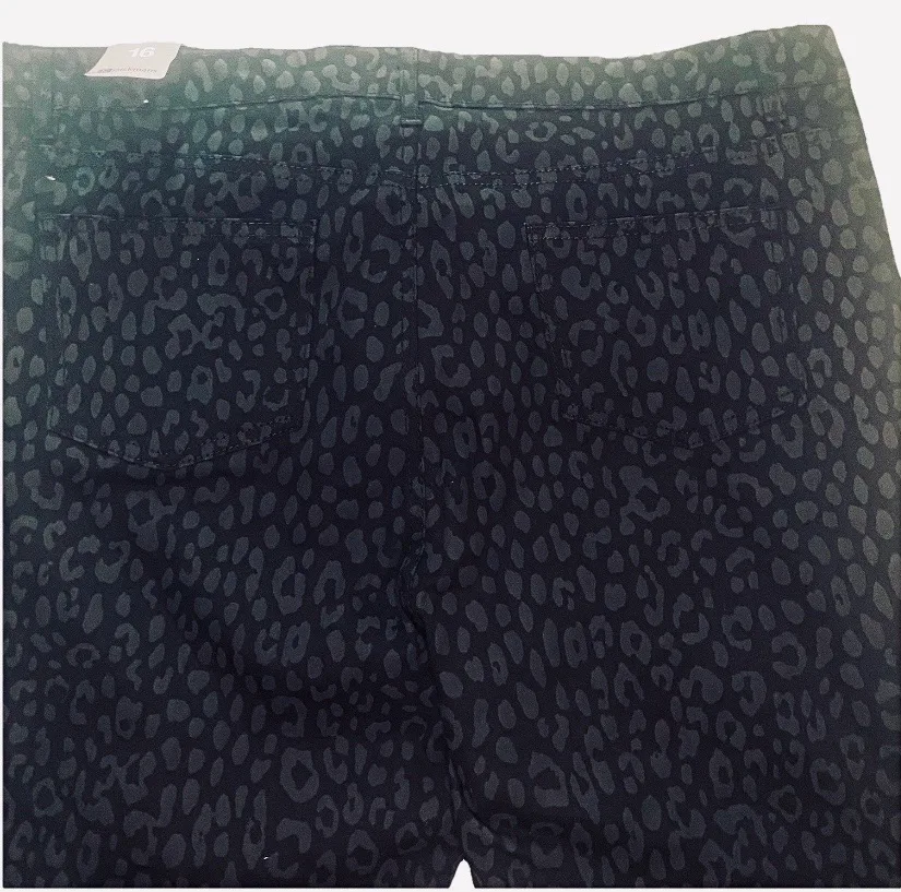Rockman's Leopard Print Jeans 16 Blk/Grey BNWT – photo 4