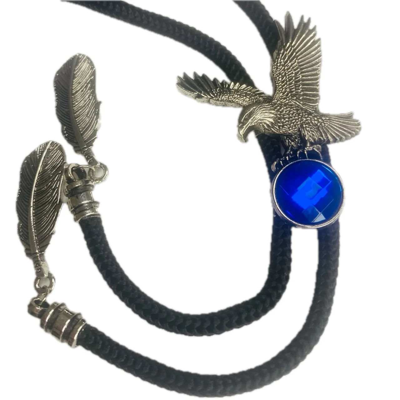 Western Bolo Tie Silver-Tone Eagle Blue Crystal – photo 4