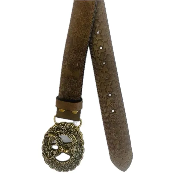 Western Brown Embossed Belt Deer Buckle