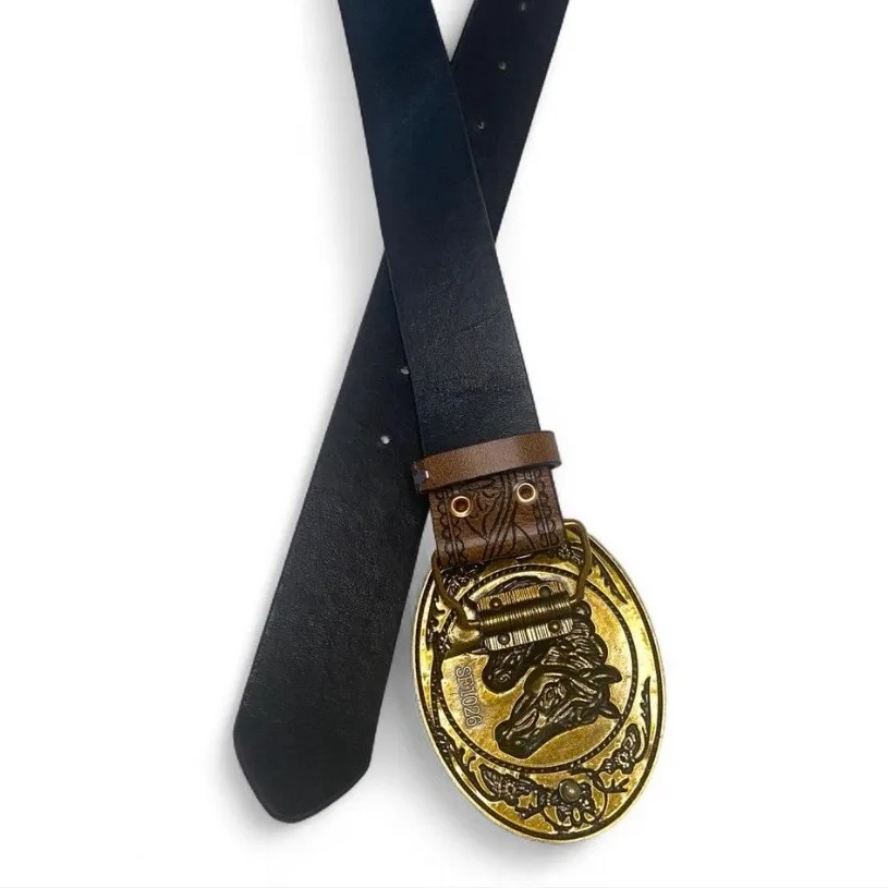Western Brown Belt with Double Horse Head Buckle — photo 7