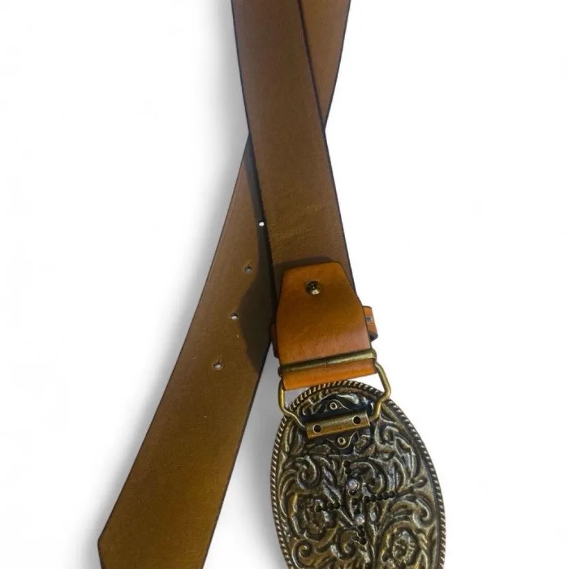 Western Style Belt, Scrollwork Buckle and Sheridan Tooled Strap — photo 5