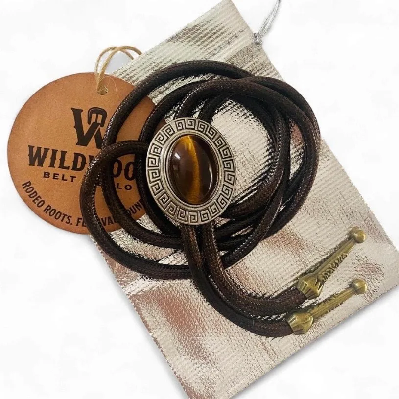 Vintage Style Western Mixed Metal Tiger's Eye Bolo Tie BNWT – photo 2