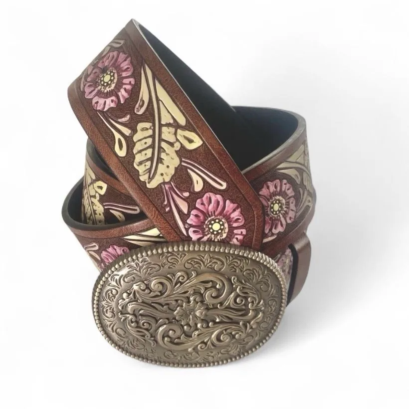 Western Style Embossed Belt Silver-Tone Buckle – photo 3