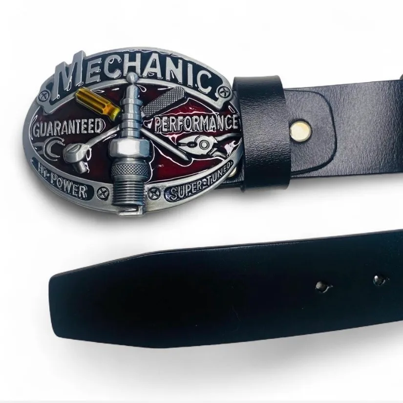 Leather Belt & Mechanics Buckle NEW — photo 3