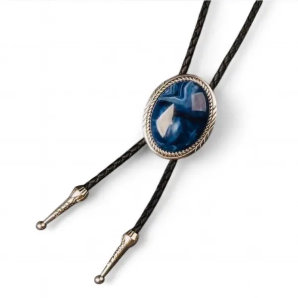 Western Style Bolo Tie Blue Faux Lapis Lazuli NEW