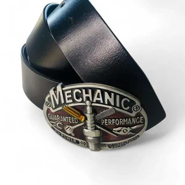 Leather Belt & Mechanics Buckle NEW