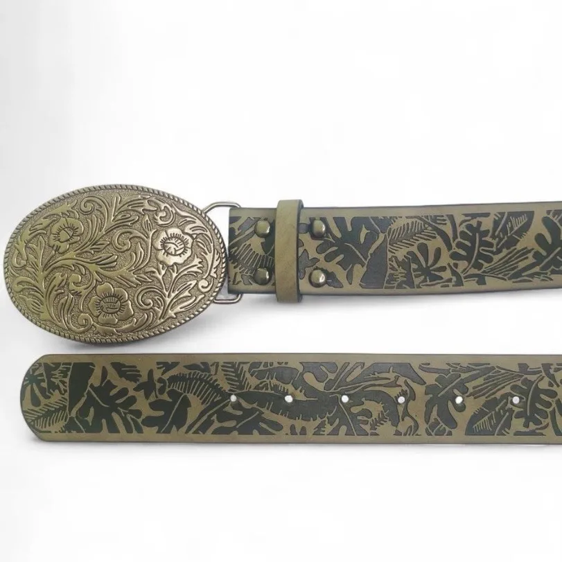 Western Style Belt Silver-Tone Buckle — photo 2