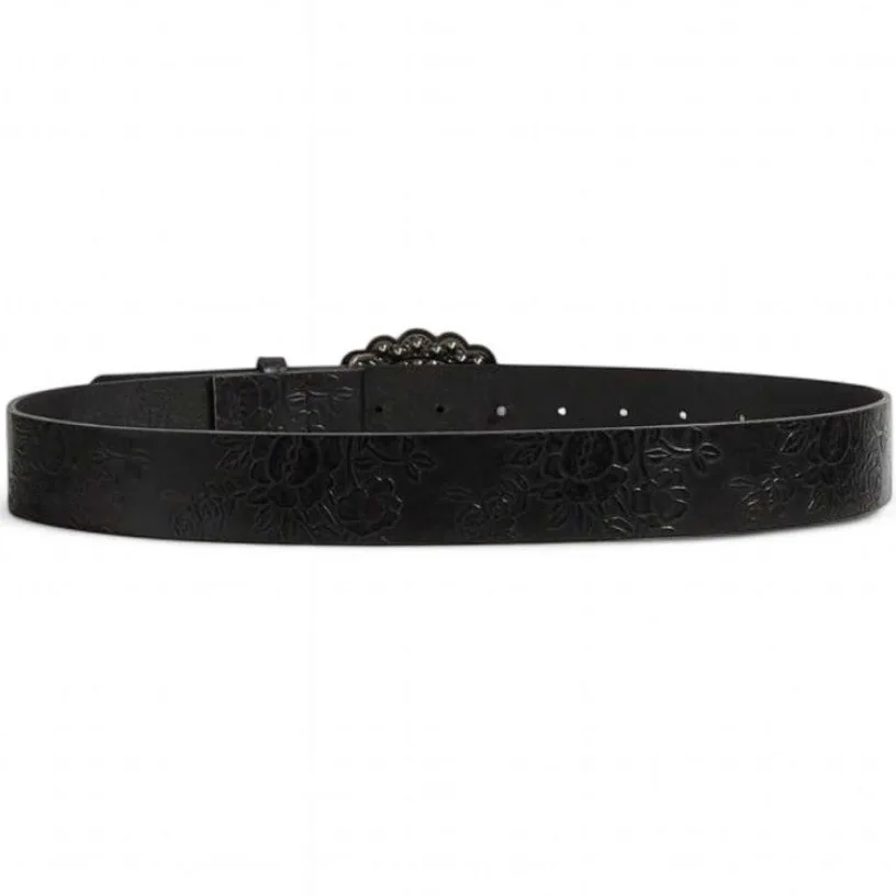 Vintage-Style Western Floral Embossed Belt with Oval Rhinestone Buckle – photo 5