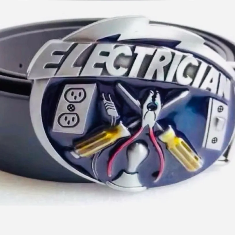 Custom Leather Belt Electrician Buckle — photo 6