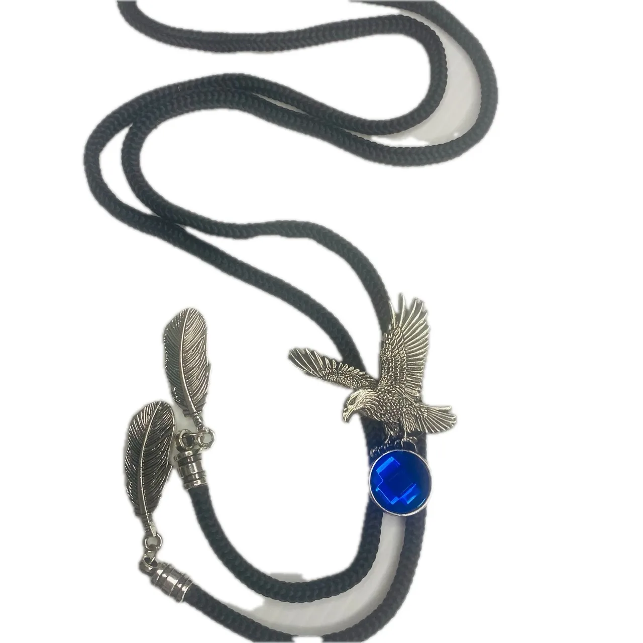 Western Bolo Tie Silver-Tone Eagle Blue Crystal – photo 3