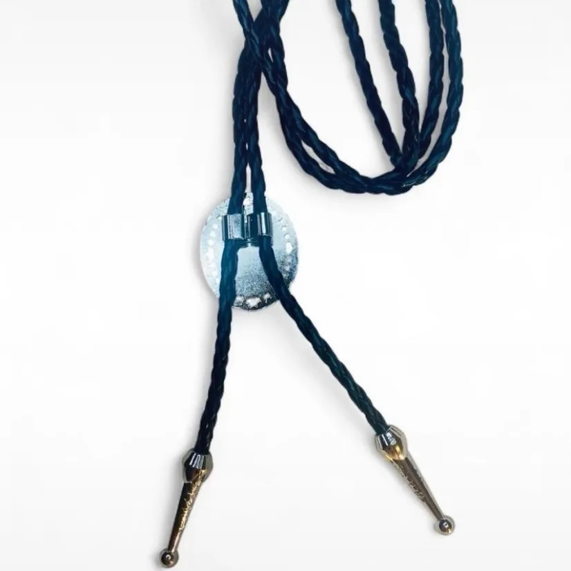 Western Red Cabouchon Bolo Tie Silver-Tone Bezel — photo 5