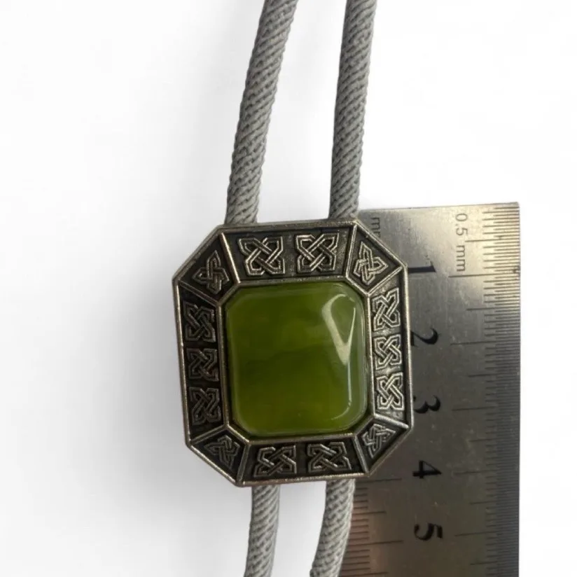Western Boho Bolo Tie Silver-Tone Celtic Knot & Green Onyx NEW – photo 5