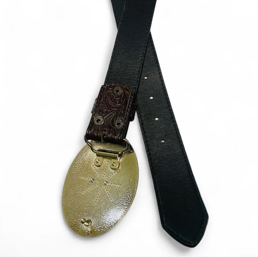 Custom Western Leather Belt Silver-Tone Buckle. — photo 6