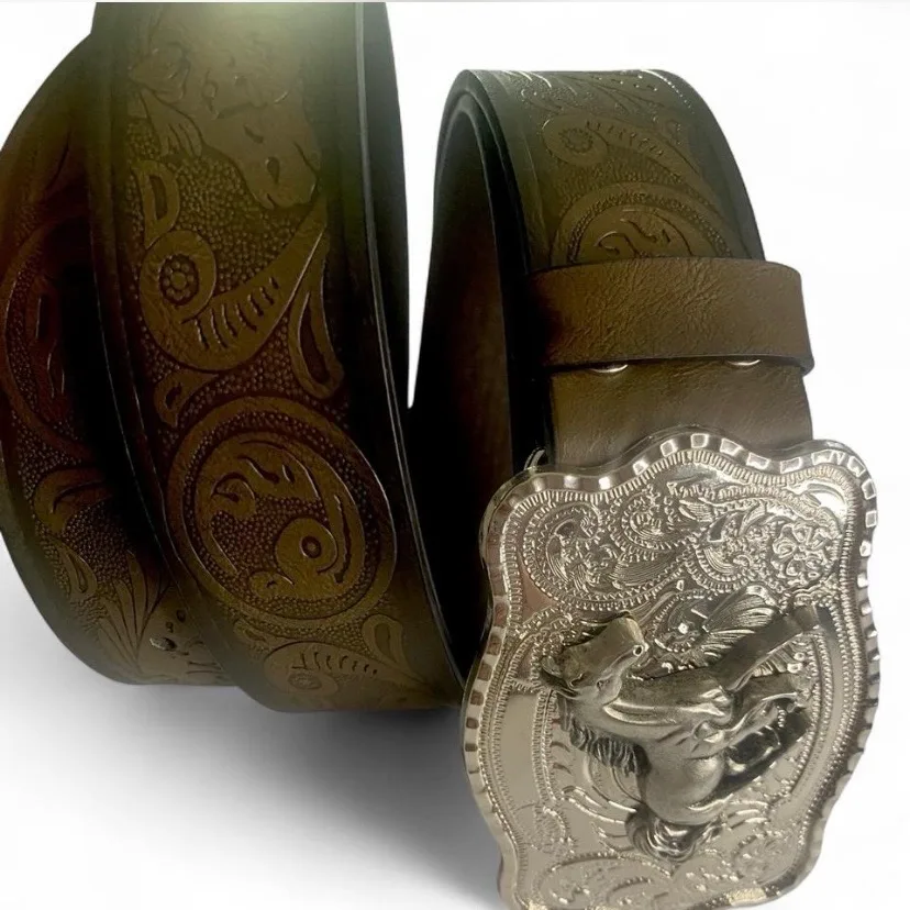 Custom Western Embossed Belt Galloping Horse Buckle — photo 6