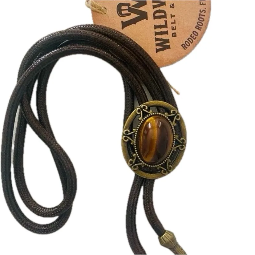 Vintage Style Western Bolo Tie/Necklace Tiger’s Eye BNWT – photo 2
