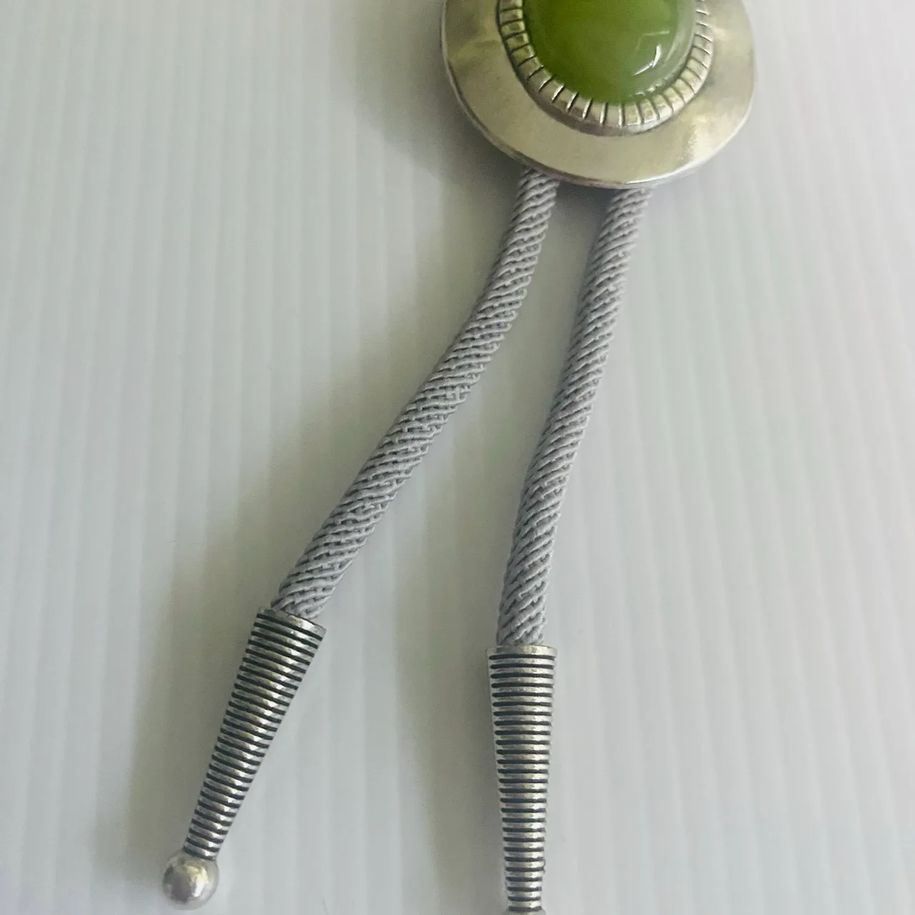 Western Bolo Tie Green Onyx Silver-Tone Setting – photo 4