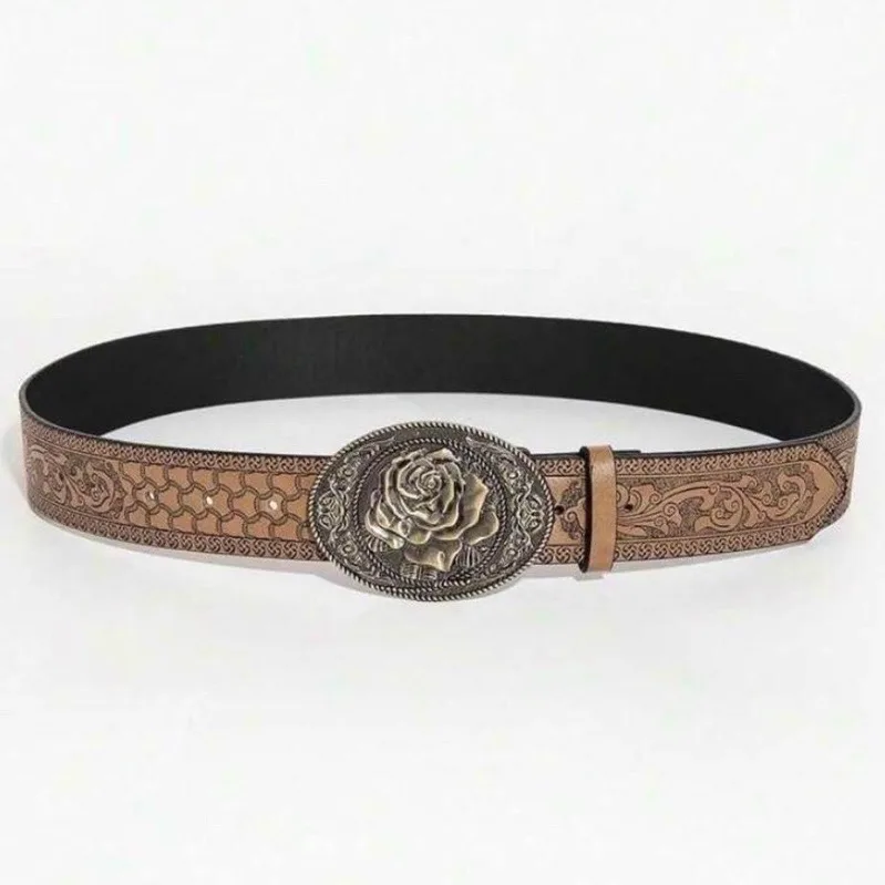 Western Embossed Belt Light Gold Tone Buckle — photo 3