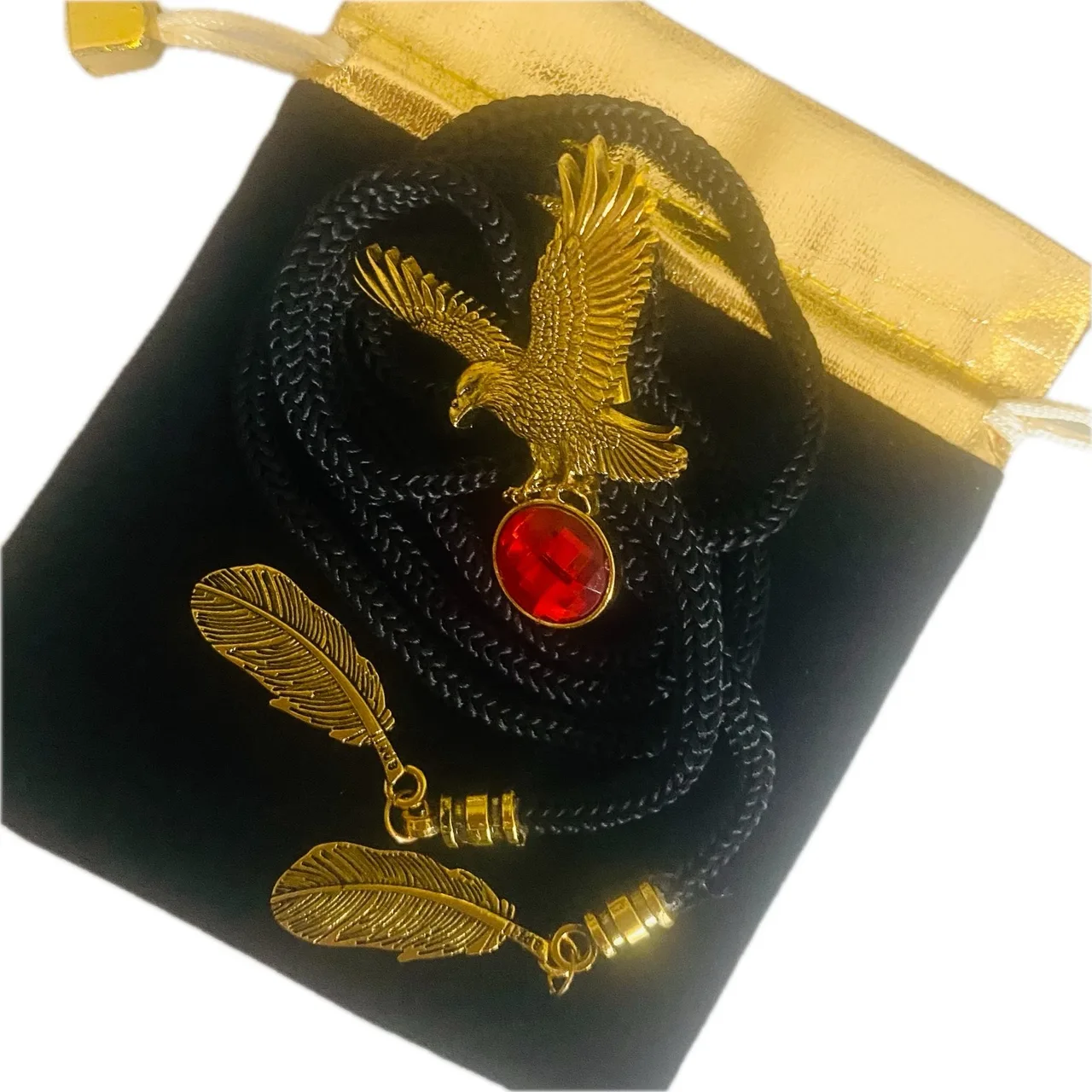 Western Bolo Tie Golden Eagle Red Crystal – photo 2