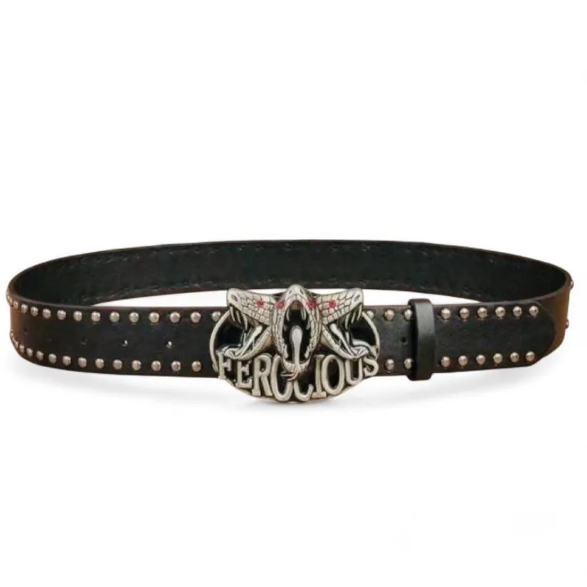 Punk rock gothic studded belt snakehead buckle — photo 3