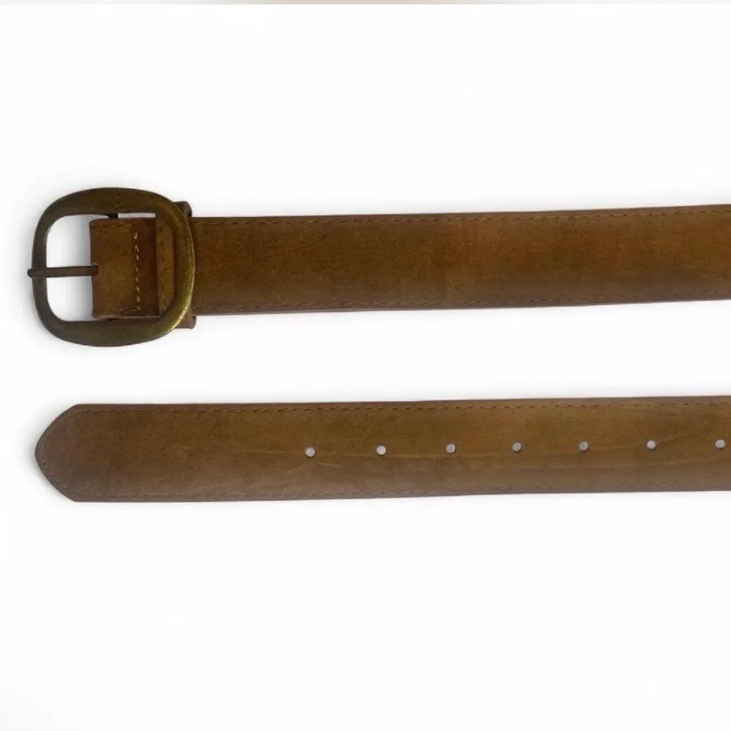 Tan Velvet Belt Brass-Tone Buckle – photo 2