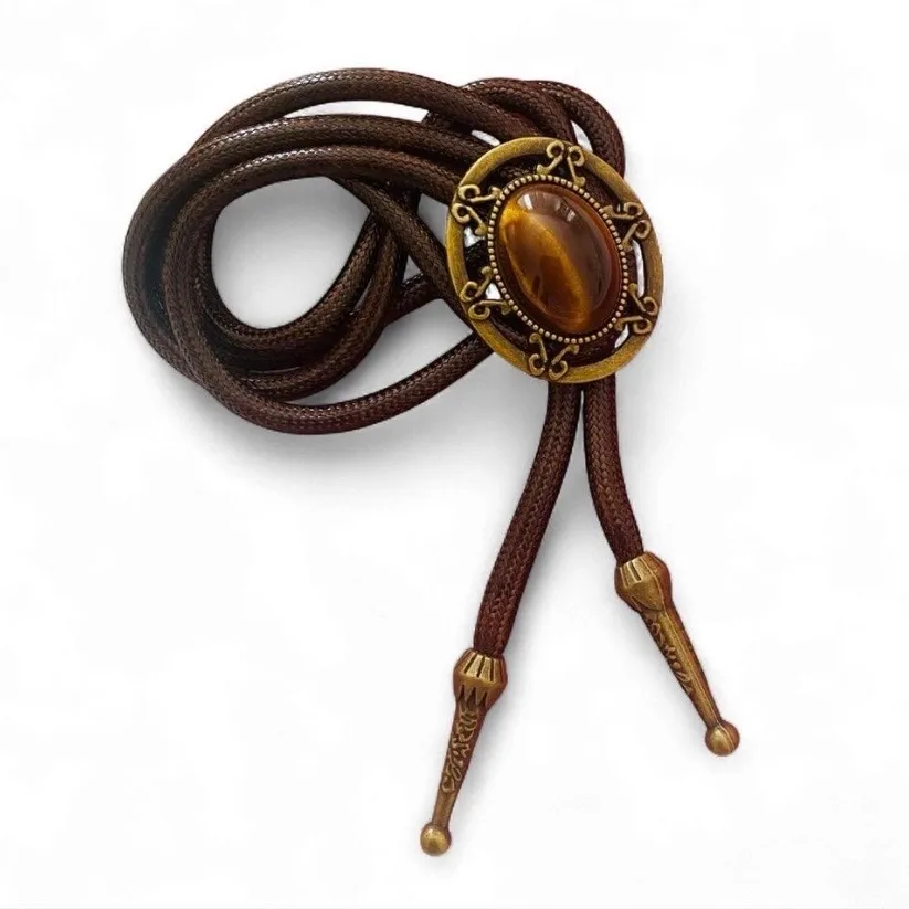 Vintage Style Western Bolo Tie/Necklace Tiger’s Eye BNWT – photo 3