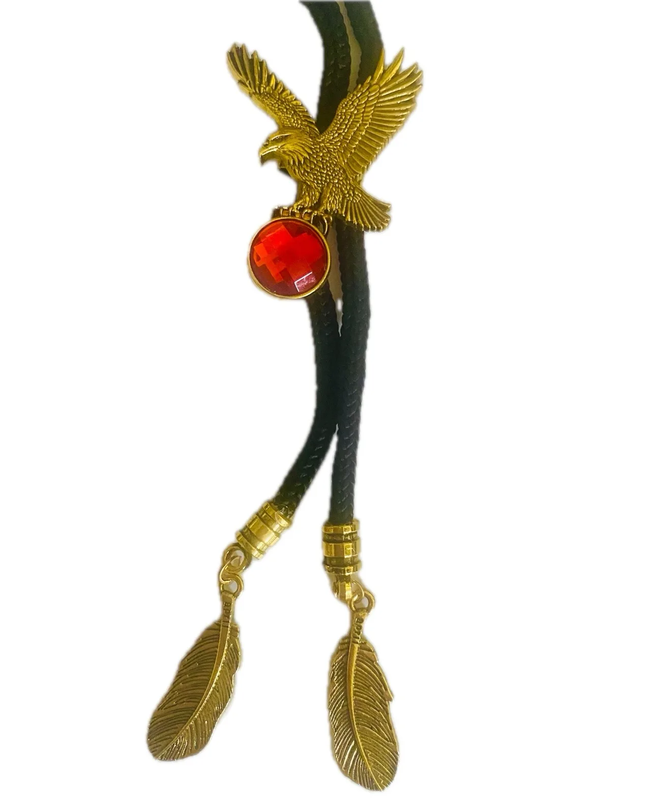 Western Bolo Tie Golden Eagle Red Crystal – photo 4