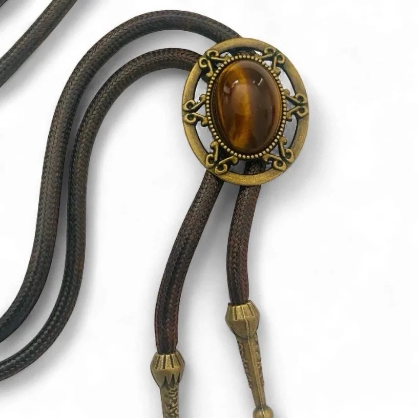 Vintage Style Western Bolo Tie/Necklace Tiger’s Eye BNWT – photo 5