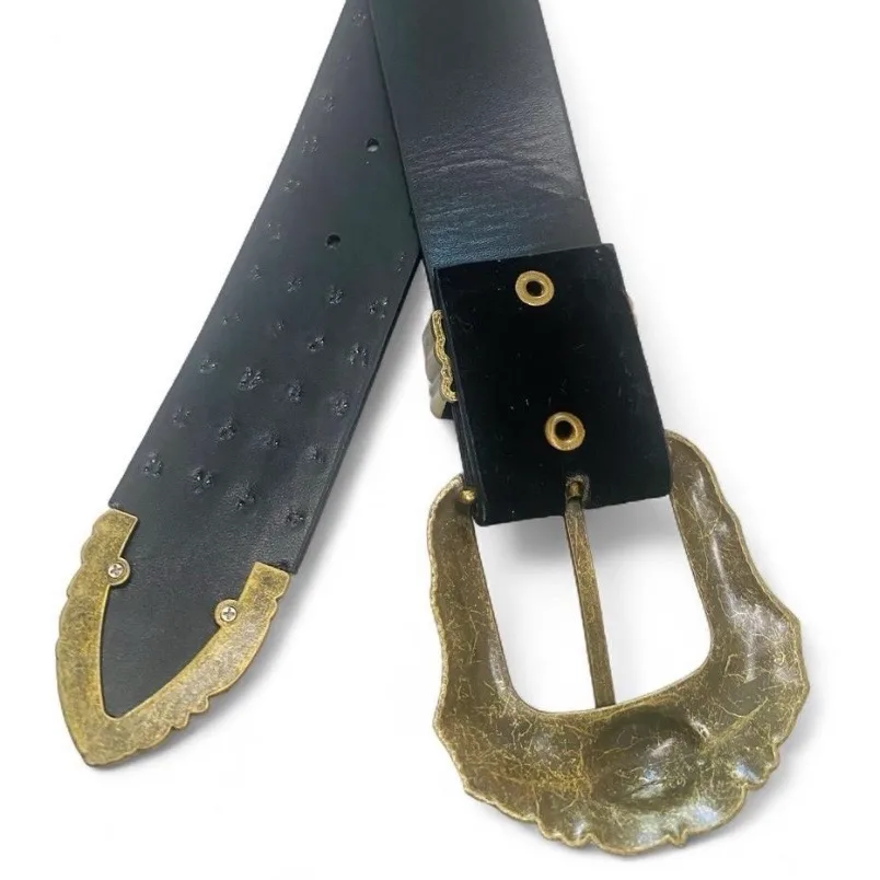 Western Black Studded Belt Ornate Gold Buckle — photo 8