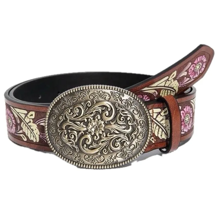 Western Style Embossed Belt Silver-Tone Buckle – photo 9