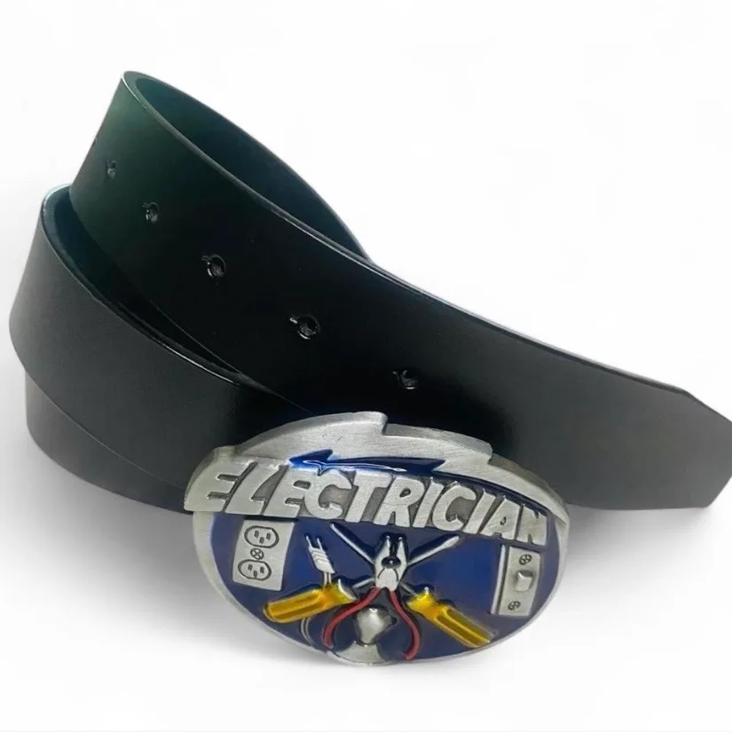 Custom Leather Belt Electrician Buckle — photo 2