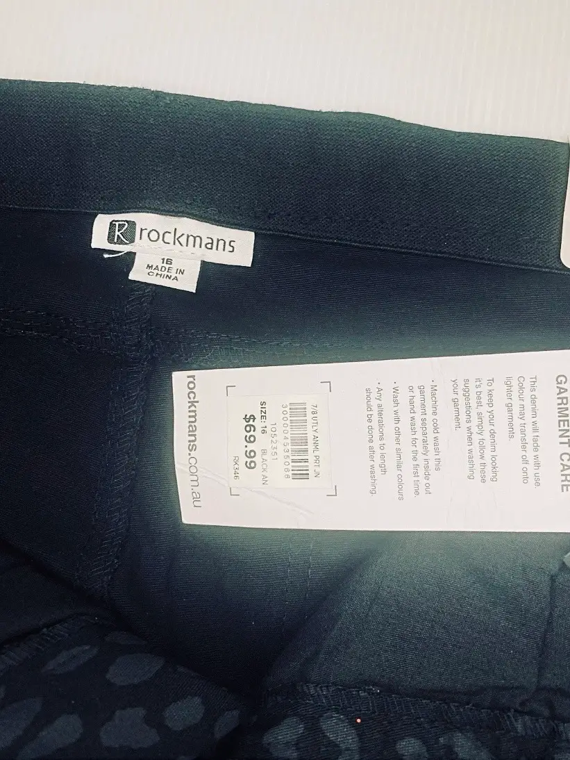 Rockman's Leopard Print Jeans 16 Blk/Grey BNWT – photo 3
