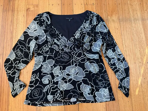 Lovers long sleeve rose print mesh top size 16