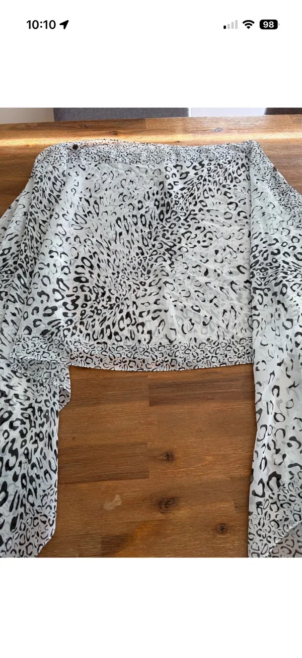 Leopard print scarf with button detail