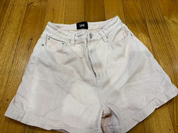 Lee pale pink high waisted denim shorts size 6