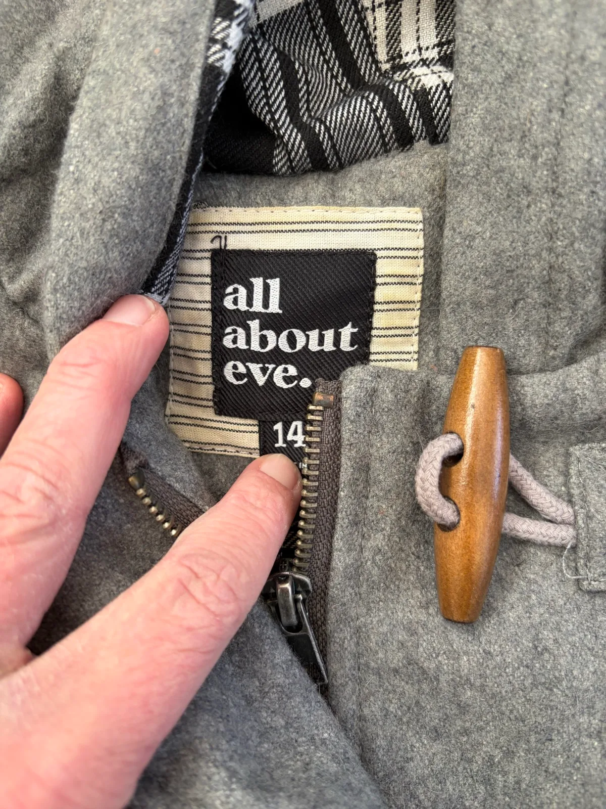 All about eve grey hooded duffle jacket size 14 – photo 2
