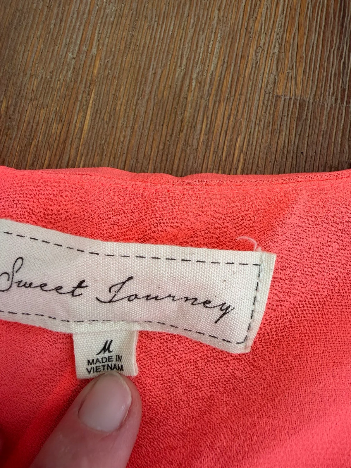 Sweet journey neon coral chiffon blouse size m – photo 2