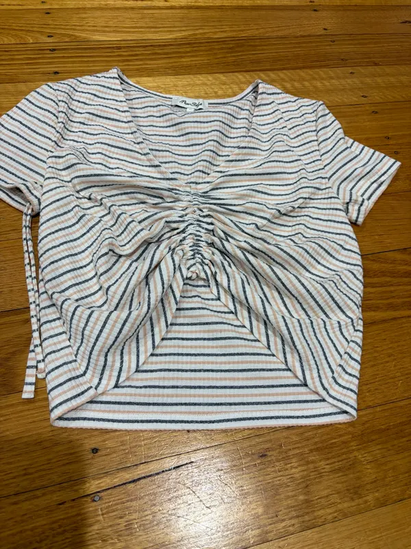 Miss shop short sleeve striped crop top size m