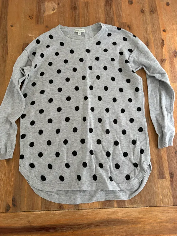 Target grey polka dot long sleeve top size s
