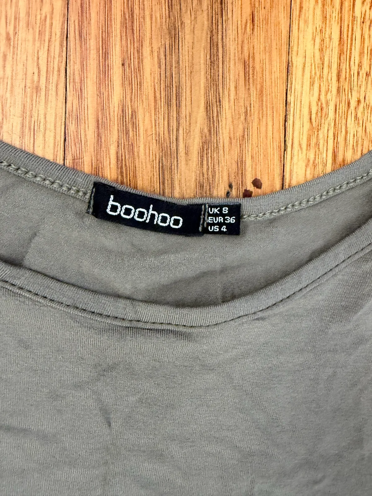 Boohoo khaki green shift dress size 8 – photo 2